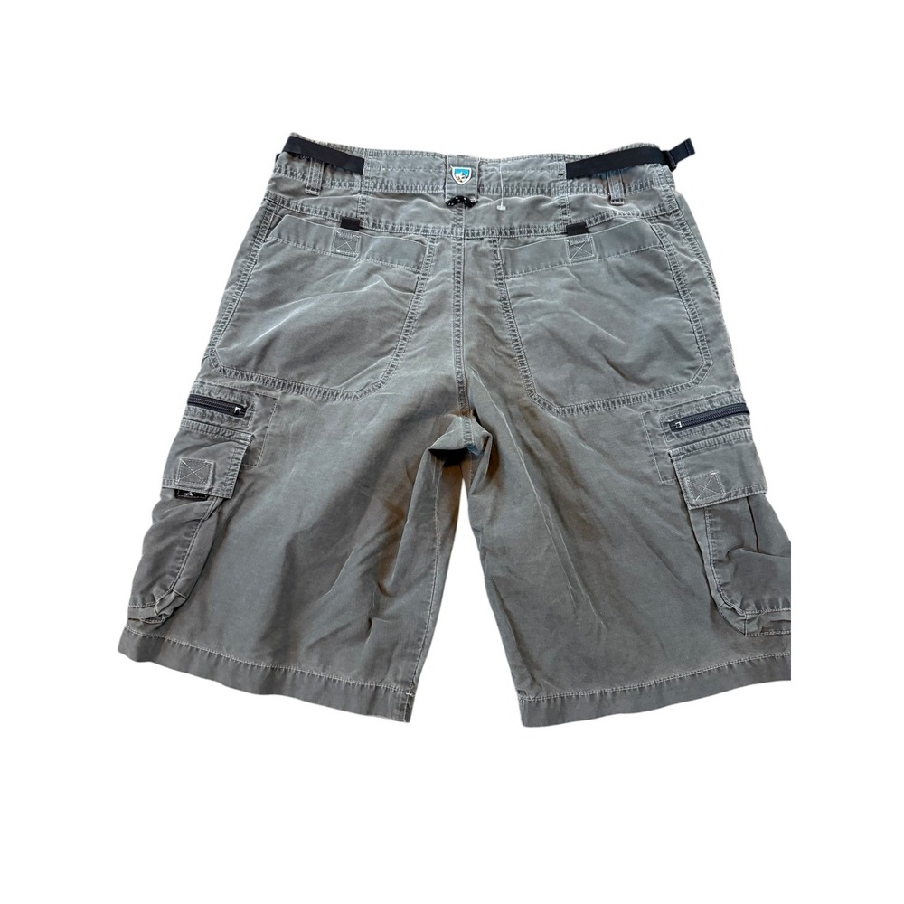 Kuhl Mens Cargo Shorts Size M Gray Vintage Patina Dye Outdoor Casual Belt